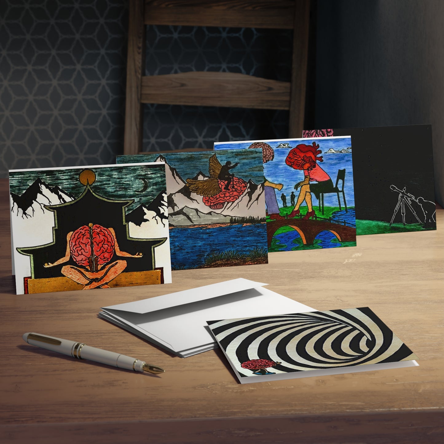 'Abstract Thinking of You V' Multi-Design Greeting Cards (5-Pack)