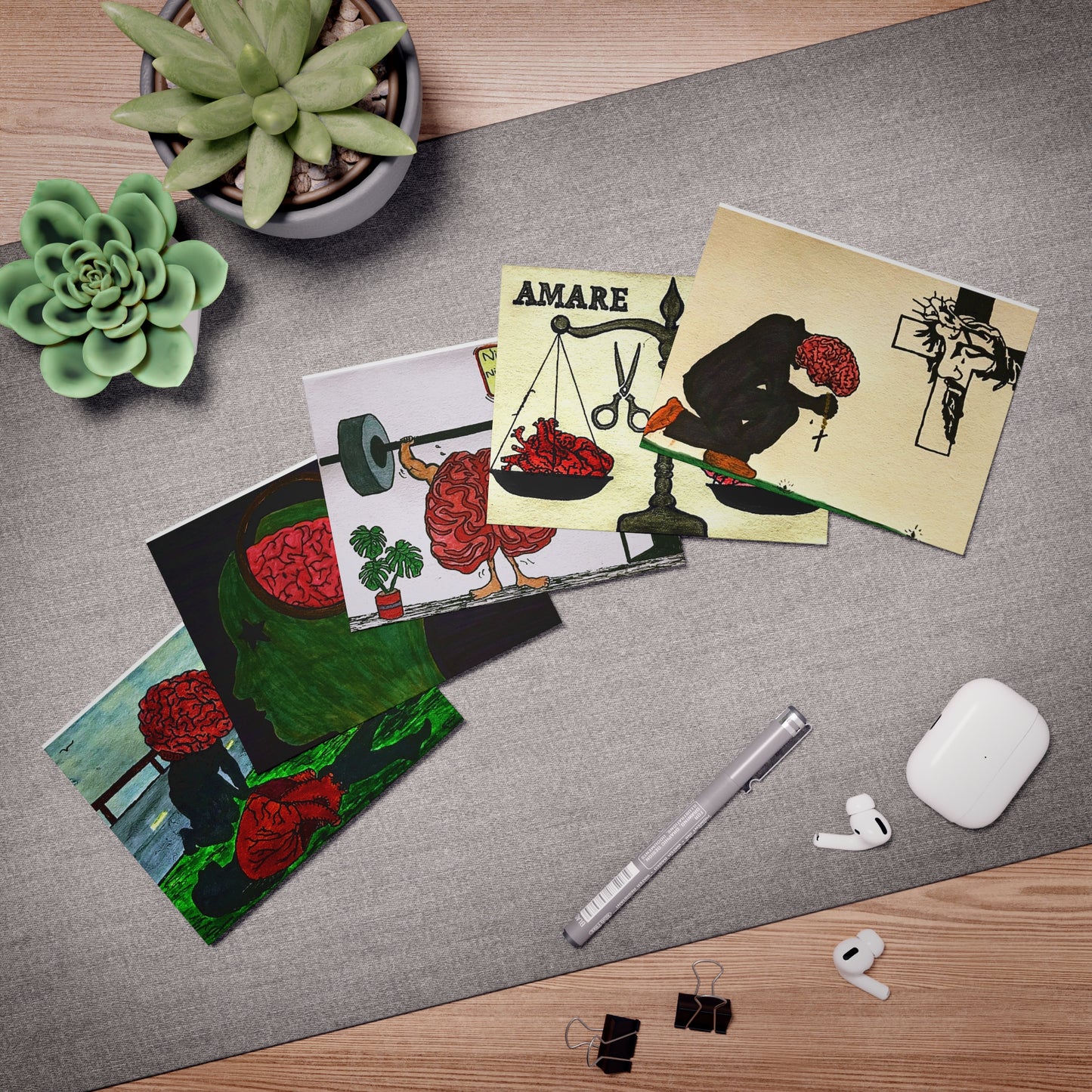 'Abstract Thinking of You III' Multi-Design Greeting Cards (5-Pack)