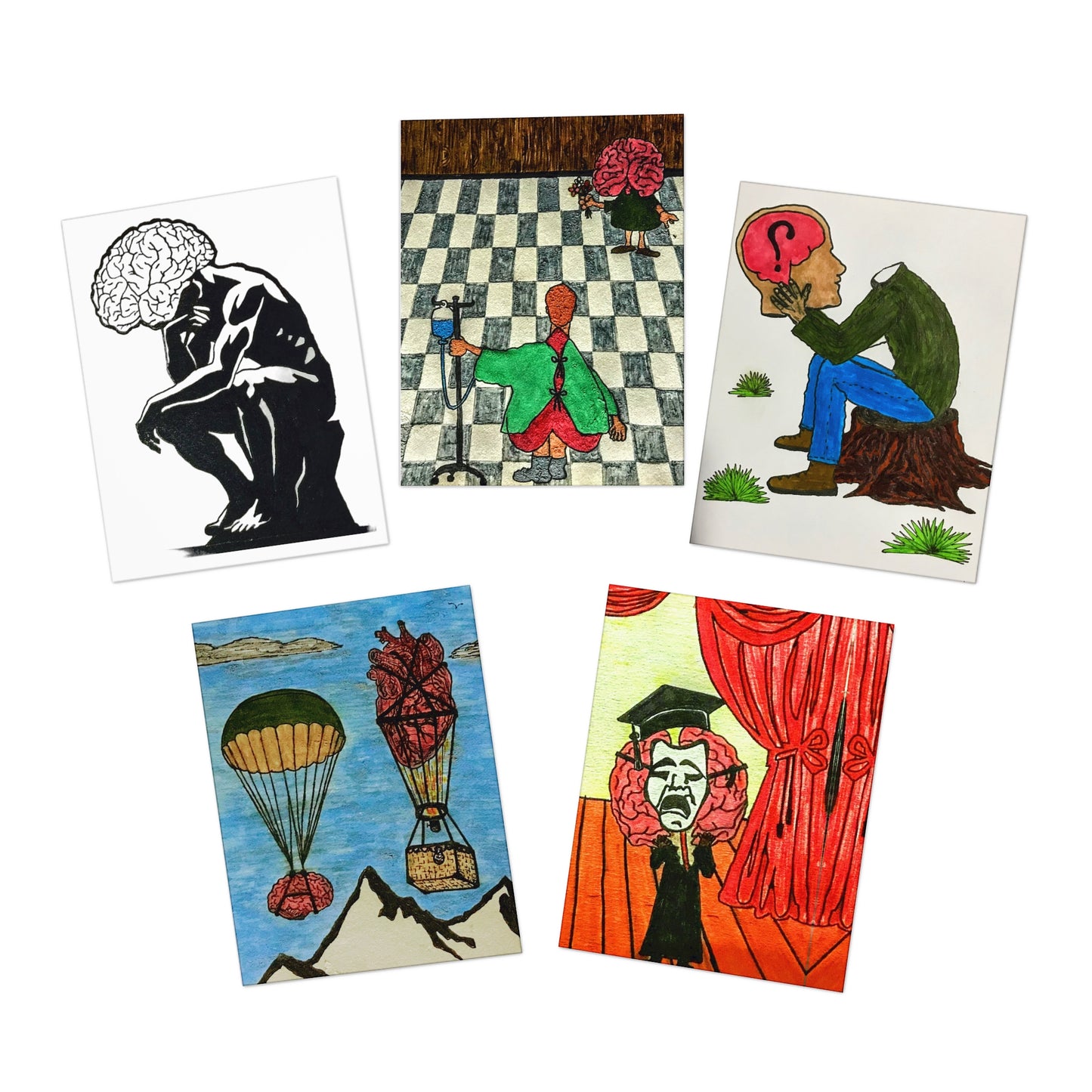 'Abstract Thinking of You' Multi-Design Greeting Cards (5-Pack)