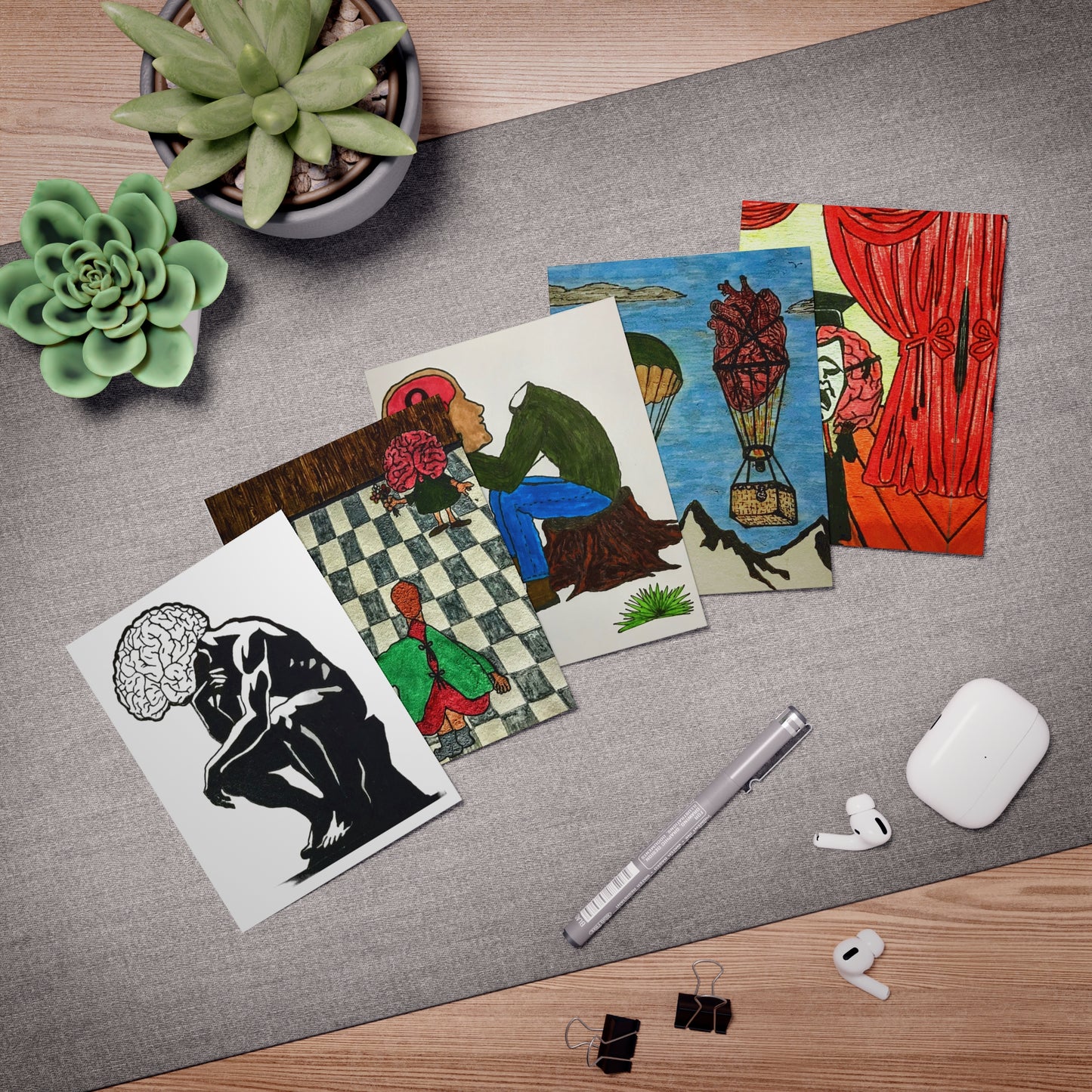'Abstract Thinking of You' Multi-Design Greeting Cards (5-Pack)