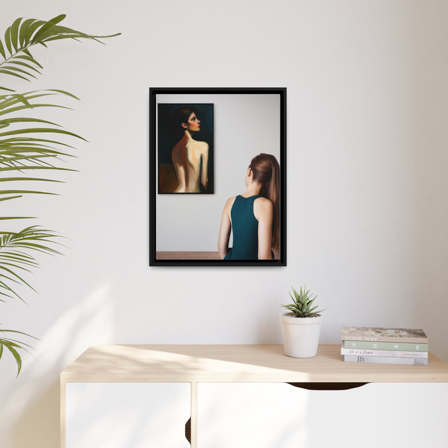 "Becoming Mirror" Matte Canvas, Black Frame