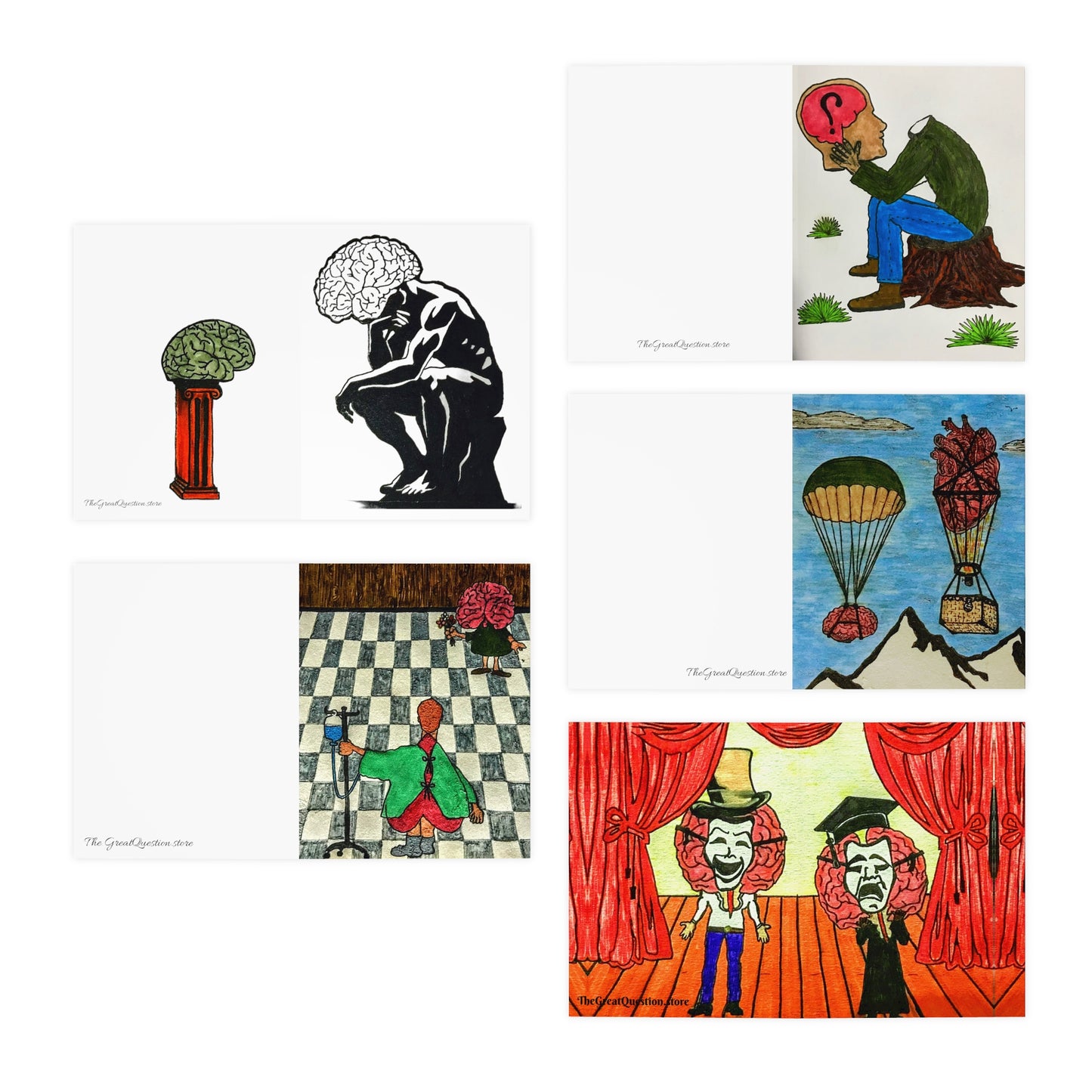 'Abstract Thinking of You' Multi-Design Greeting Cards (5-Pack)