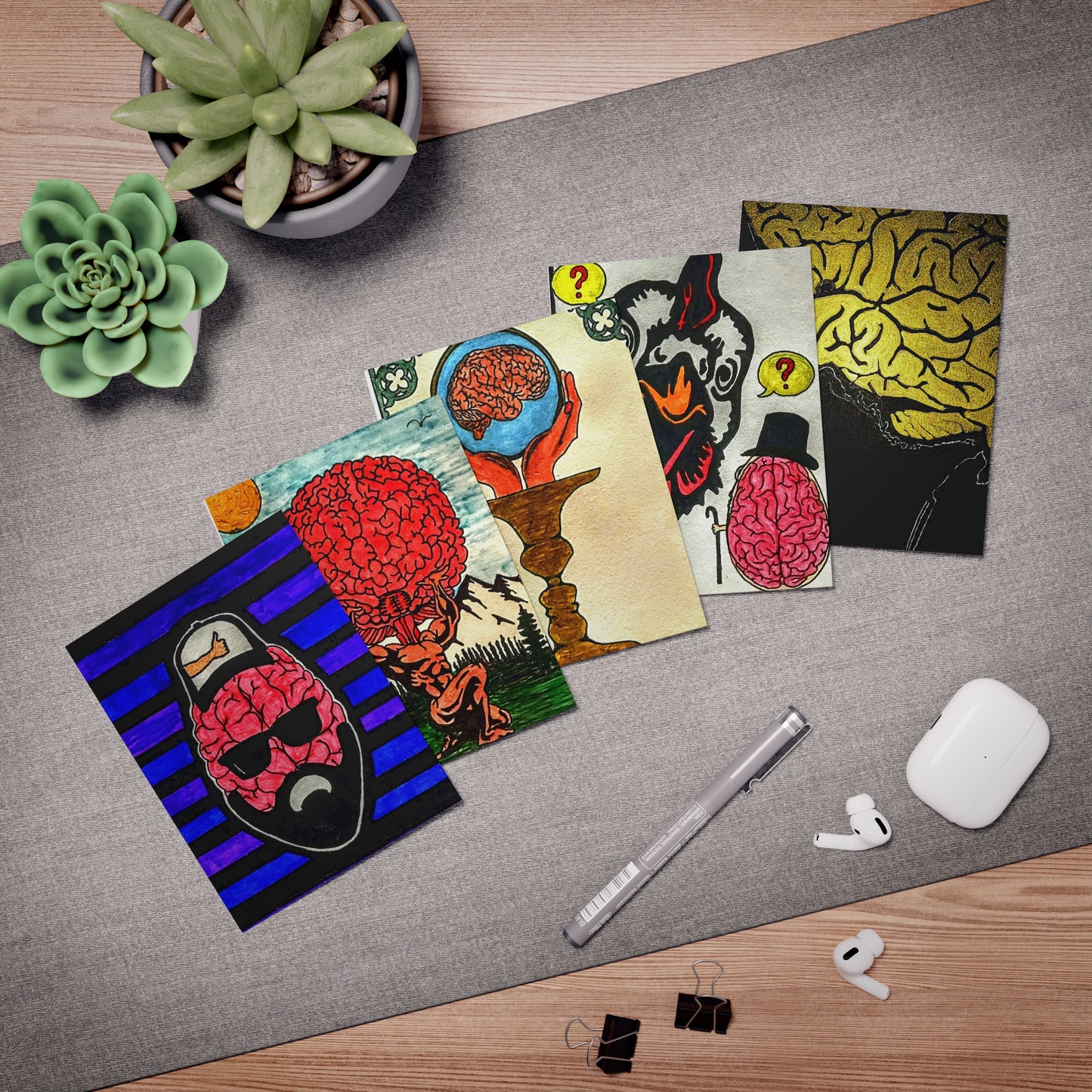 'Abstract Thinking of You IIII' Multi-Design Greeting Cards (5-Pack)