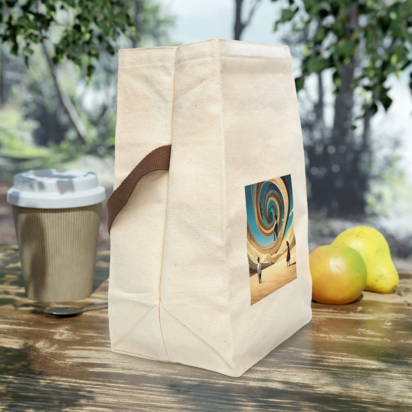 'Off We Go' Canvas Lunch Bag With Strap
