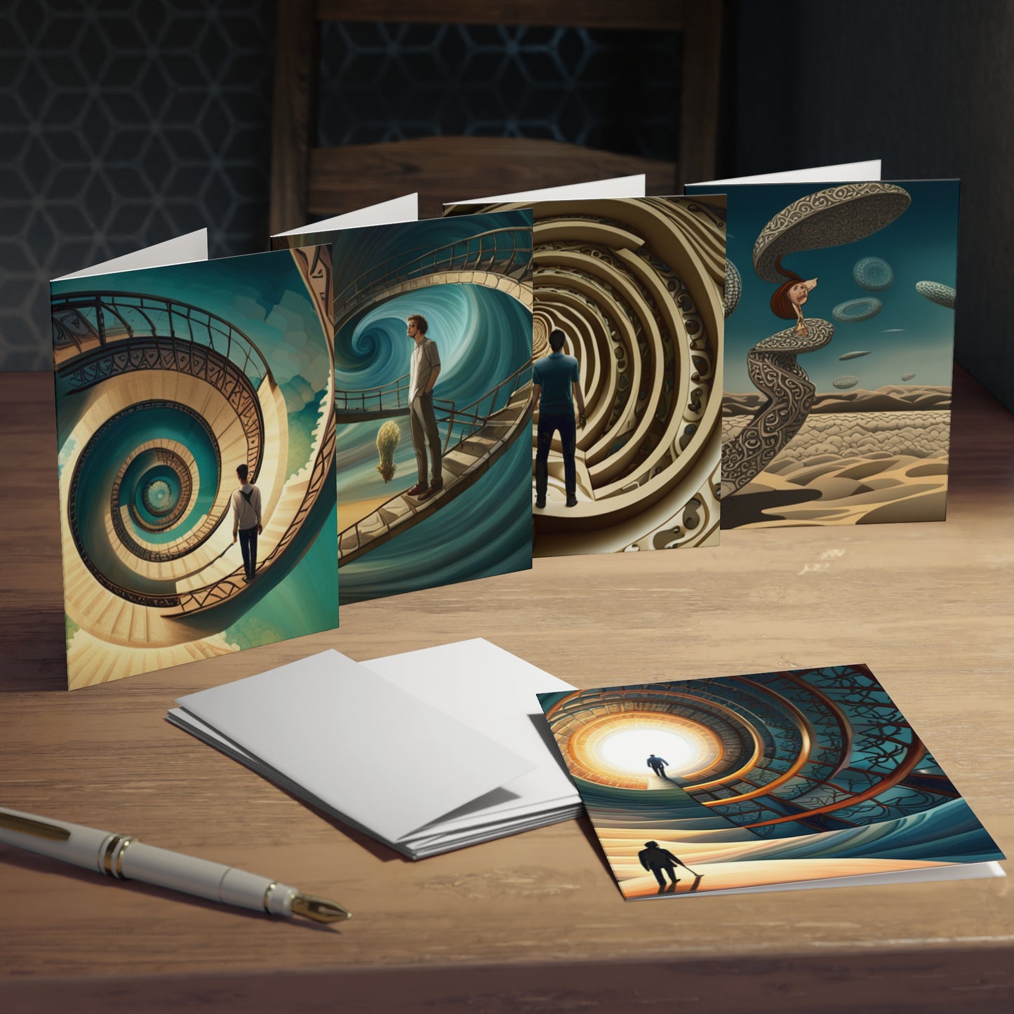 'Abstract Thinking of You IX' Multi-Design Greeting Cards (5-Pack)