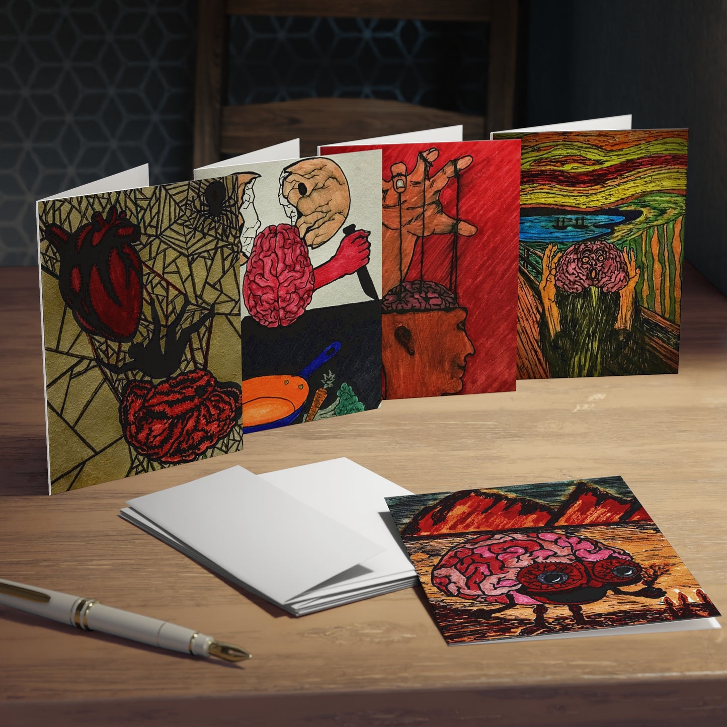 'Abstract Thinking of You VI' Multi-Design Greeting Cards (5-Pack)
