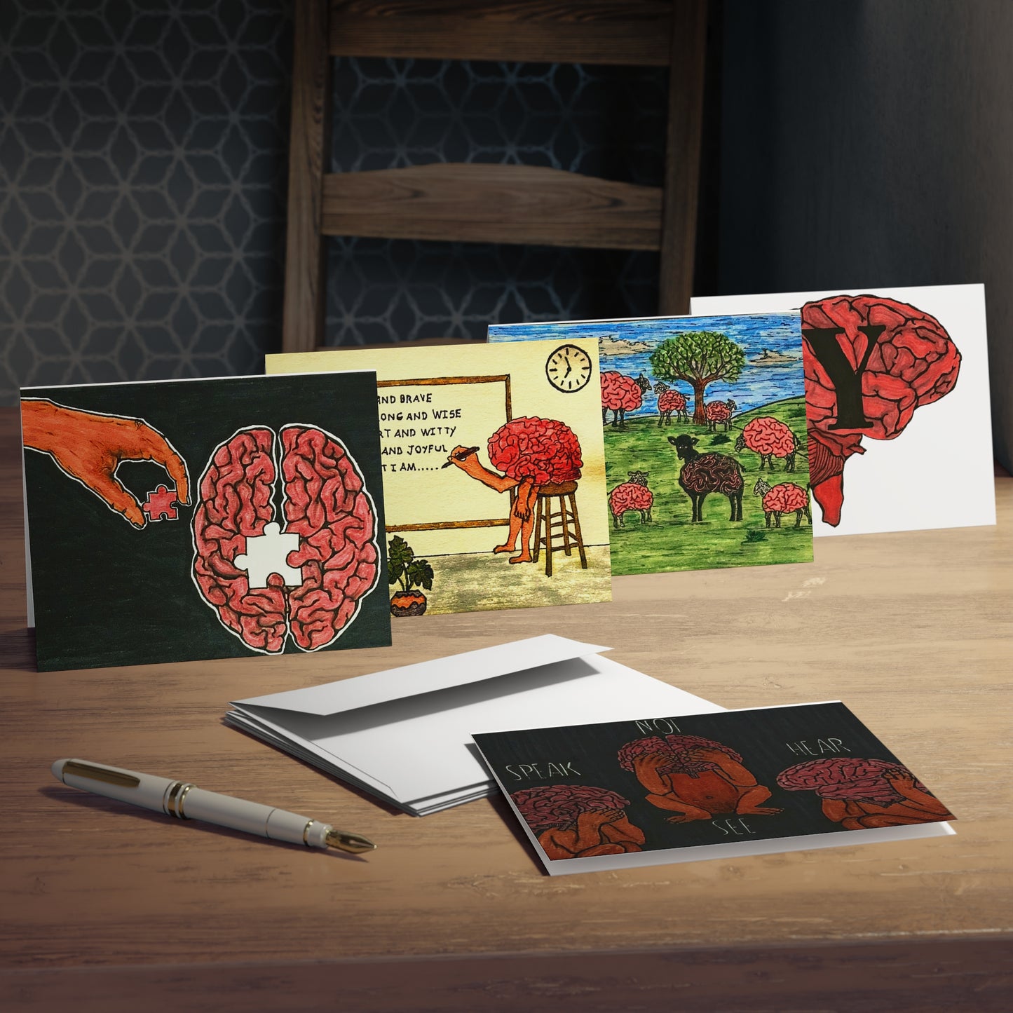 'Abstract Thinking of You VII' Multi-Design Greeting Cards (5-Pack)