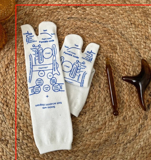 'Cotton Japanese Accupressure Socks' Sweat-absorbent Mid-calf Length