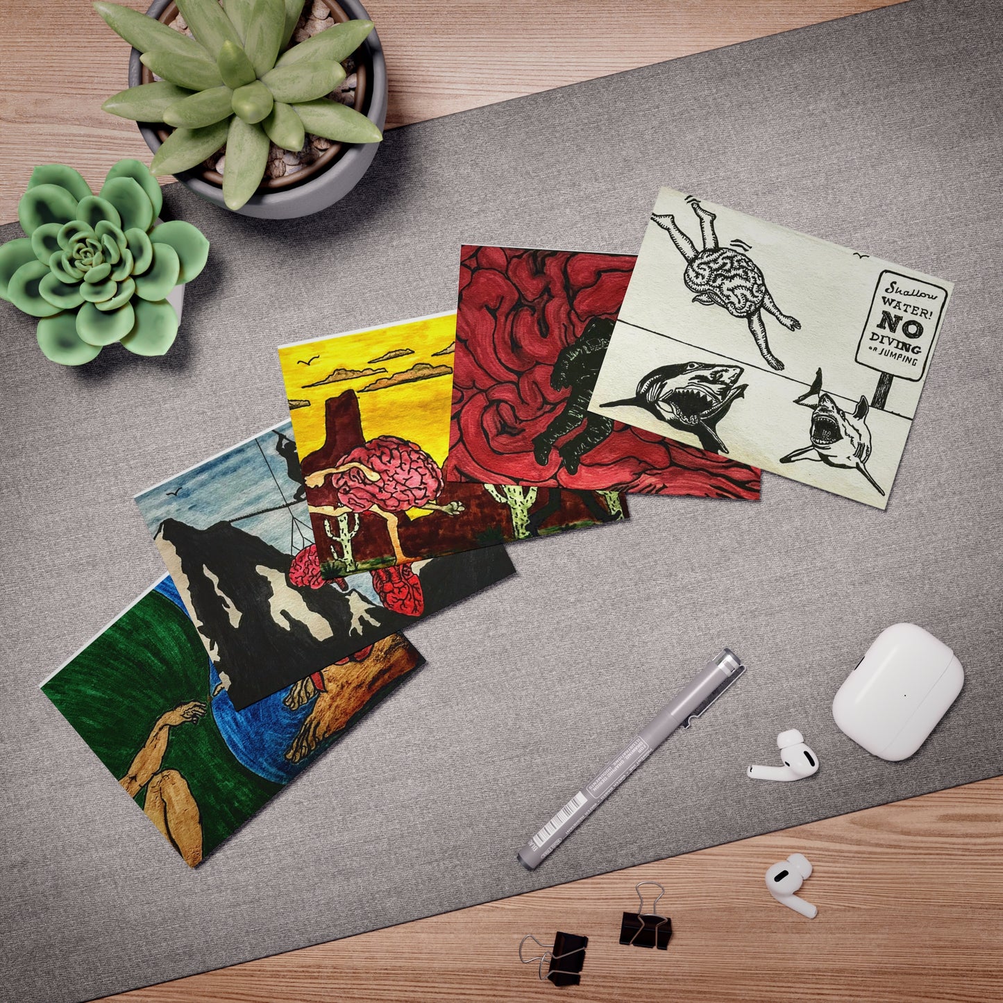 'Abstract Thinking of You II' Multi-Design Greeting Cards (5-Pack)
