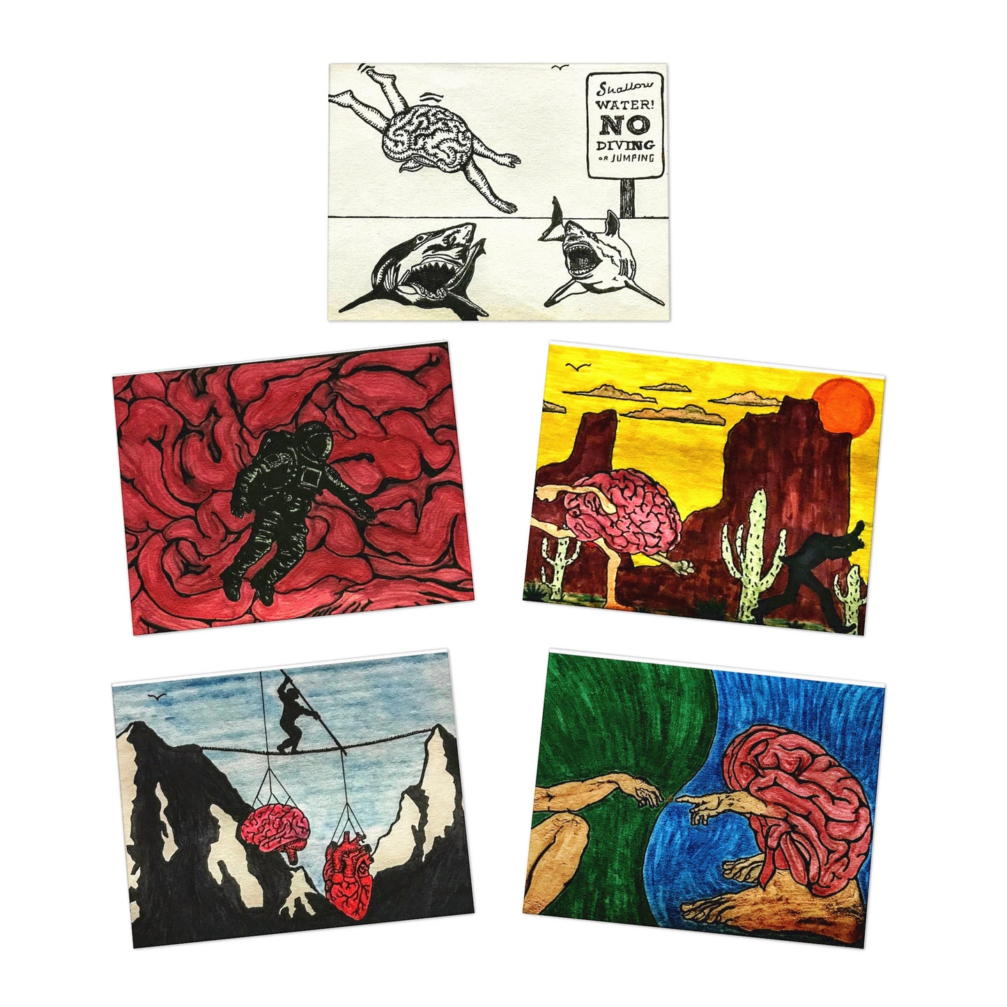'Abstract Thinking of You II' Multi-Design Greeting Cards (5-Pack)