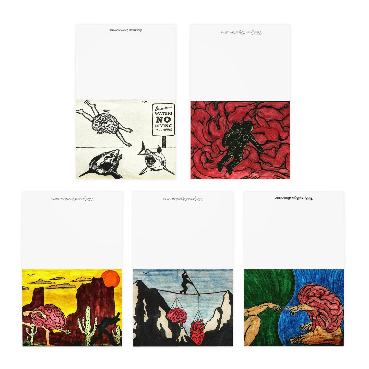 'Abstract Thinking of You II' Multi-Design Greeting Cards (5-Pack)